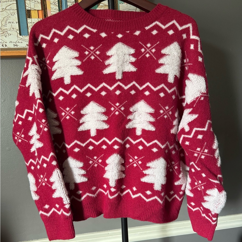 Red Crop Christmas Tree Sweater